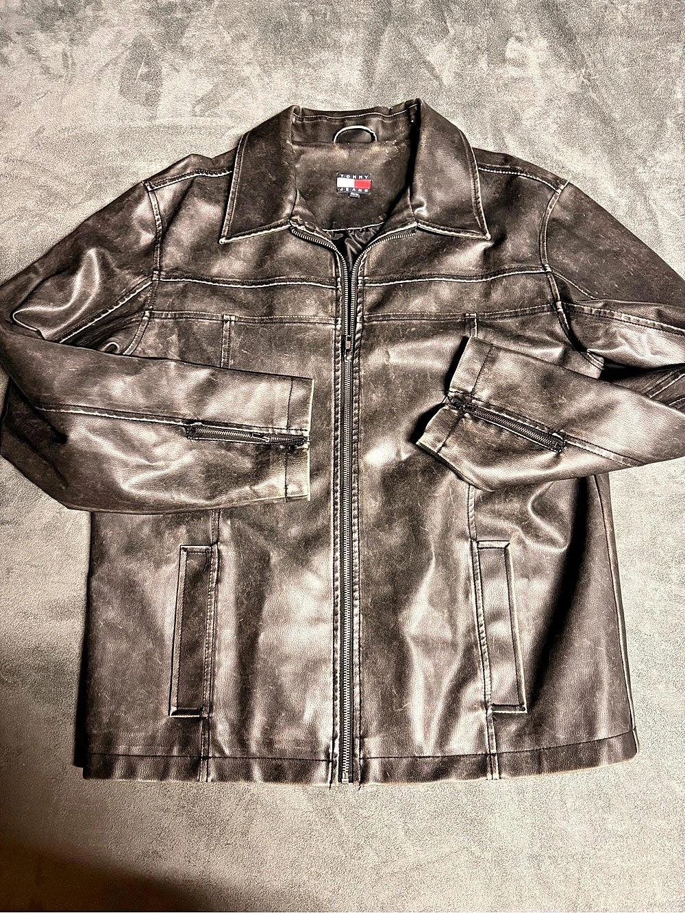 Tommy Jeans faux leather jacket in Black
